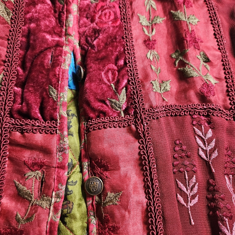 Vintage Coldwater Creek Reversible Velvet Jacket XS Boho Y2K Grandmacore Quilted - Picture 3 of 12